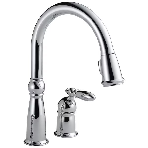 Victorian Single Handle Pull-Down Kitchen Faucet, Delta, Mfr#: 955-DST-IN